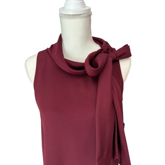 SIGNATURE BY ROBBIE B Burgundy Neck Tie Dress Size 8P - Picture 7 of 11